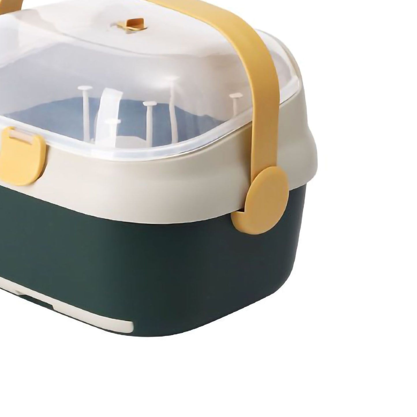 Baby Bottle Drying Rack Nursing Bottle Storage Box Container with Swivel Vent Dust Cover Drain Tray Detachable Holder Blue