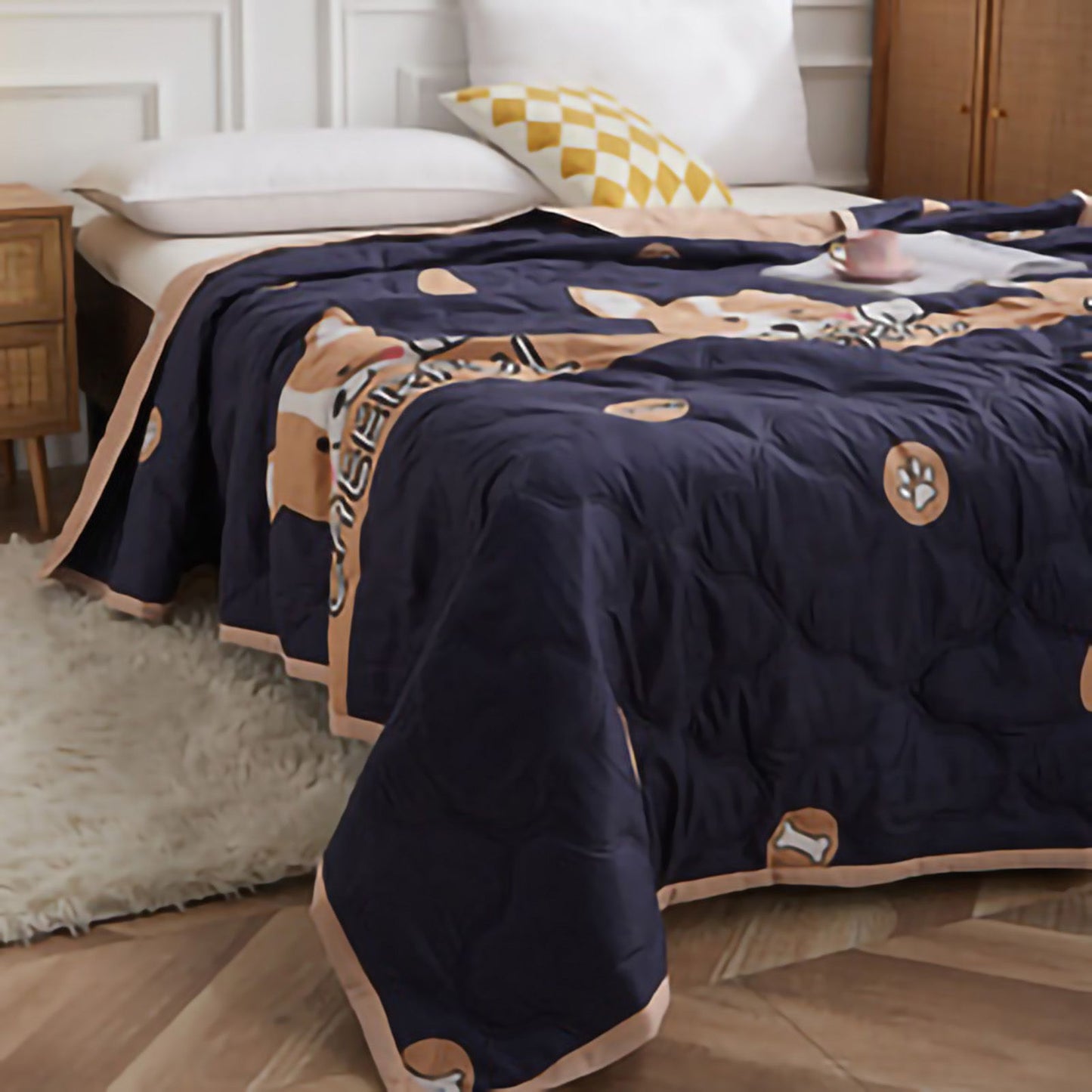 Summer Air Conditioner Quilt Machine Washable Soft Breathable Portable Air Conditioner Blanket Summer Comforter Cute Bear 150x200cm
