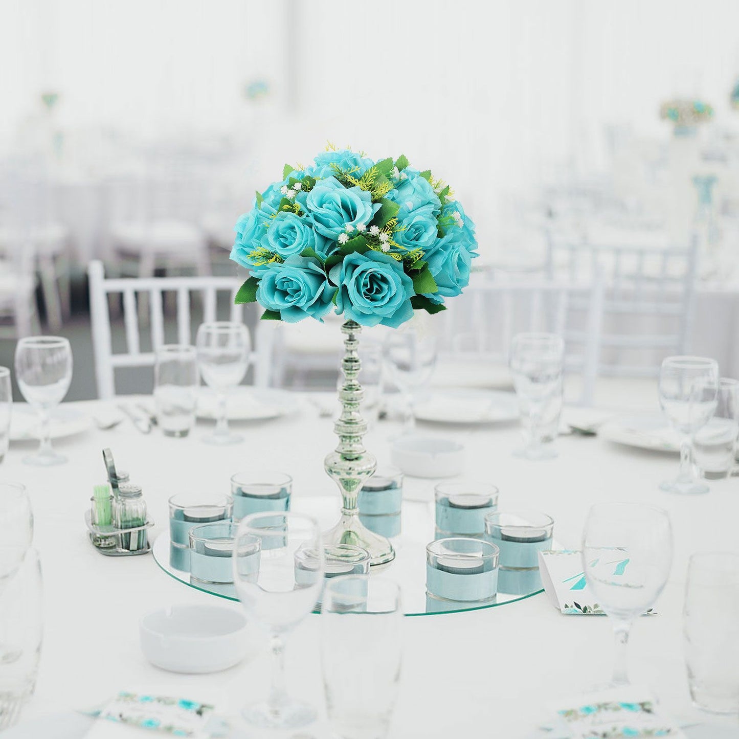 Flower Balls Bouquet Silk Cloth Simulation Bouquet Prop for Car Auditorium Hall Decoration Green