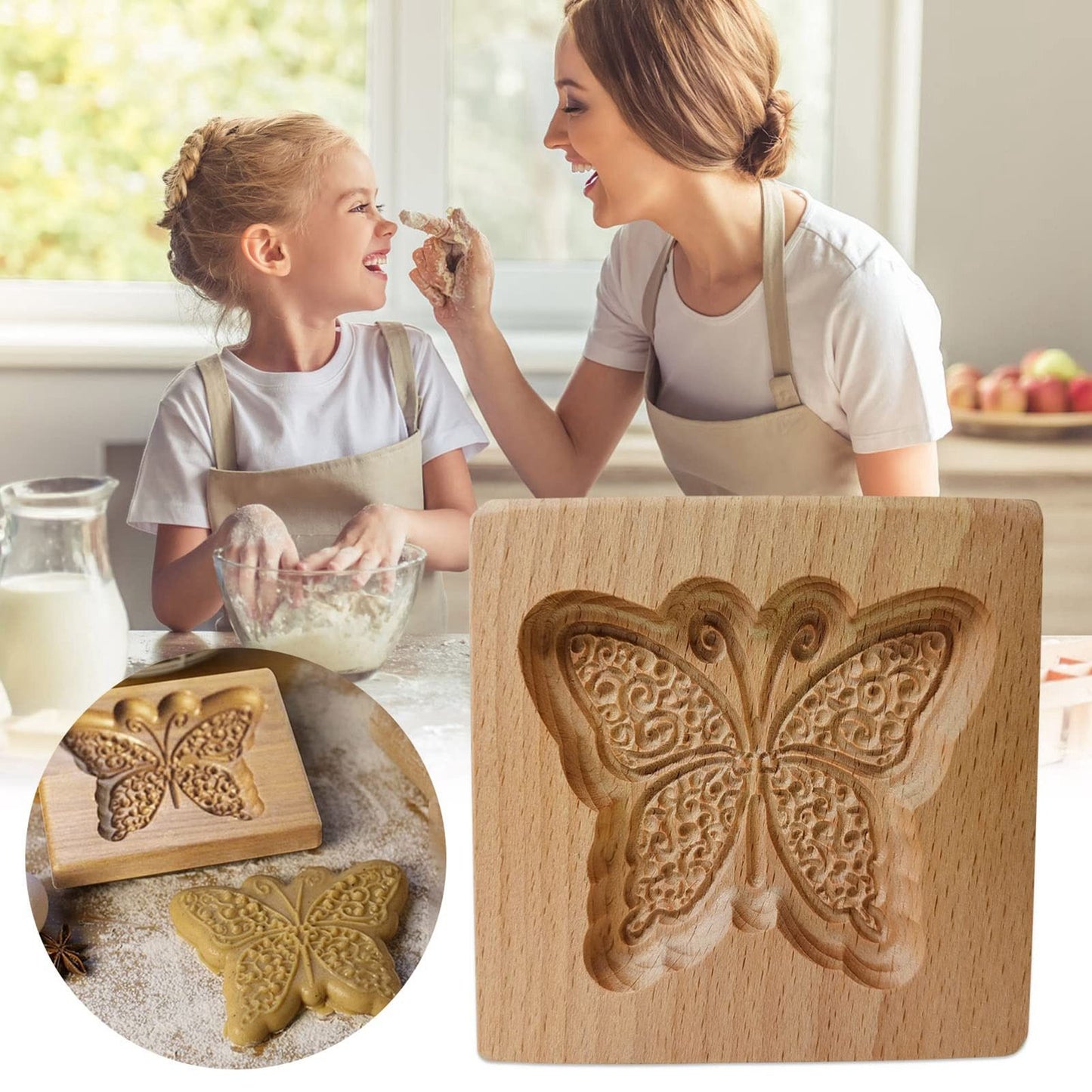 Cookie Embossing Molds Wooden Cookie Molds Biscuit Press Stamp Mold Baking Tools