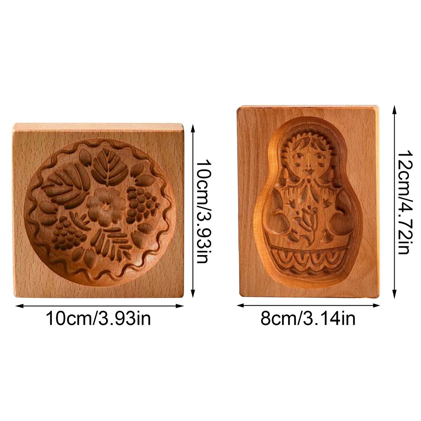 Wooden Cookie Cutter Baking Mold Carved Biscuit Cutter Embossing Mold Cookie Presses Stamps Gingerbread Cookie Mold for Cookies DIY Handmade Biscuits