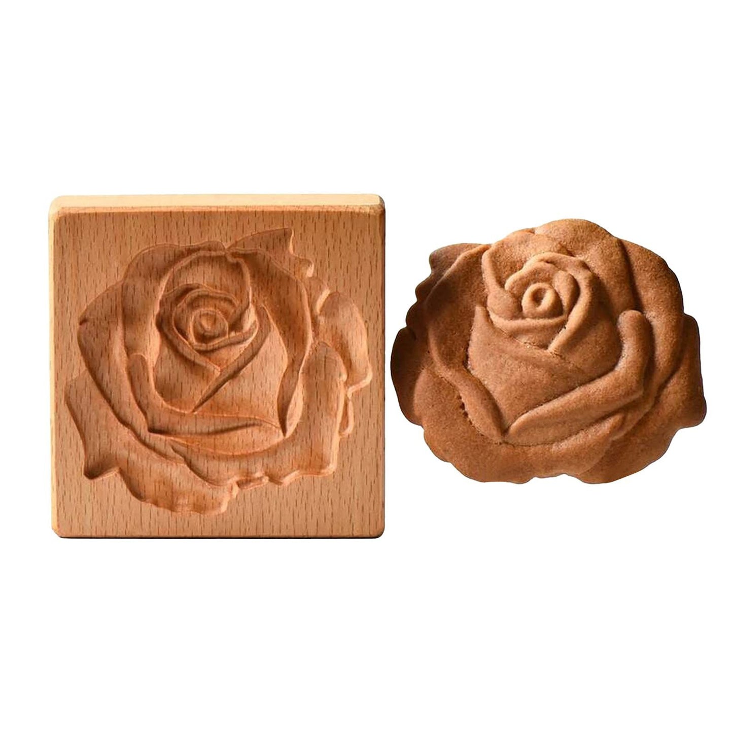 Wooden Cookie Cutter Baking Mold Carved Biscuit Cutter Embossing Mold Cookie Presses Stamps Gingerbread Cookie Mold for Cookies DIY Handmade Biscuits