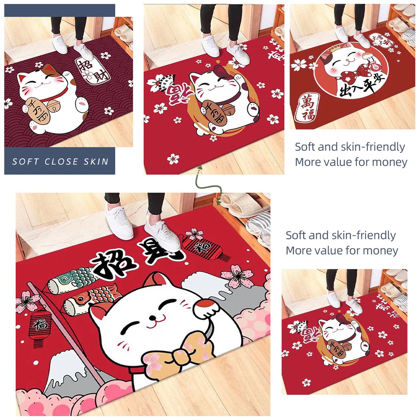 Kitchen Mat Floor Mat Rug Doormat 60x90cm Home Decoration Cat Pattern for Office Hotel
