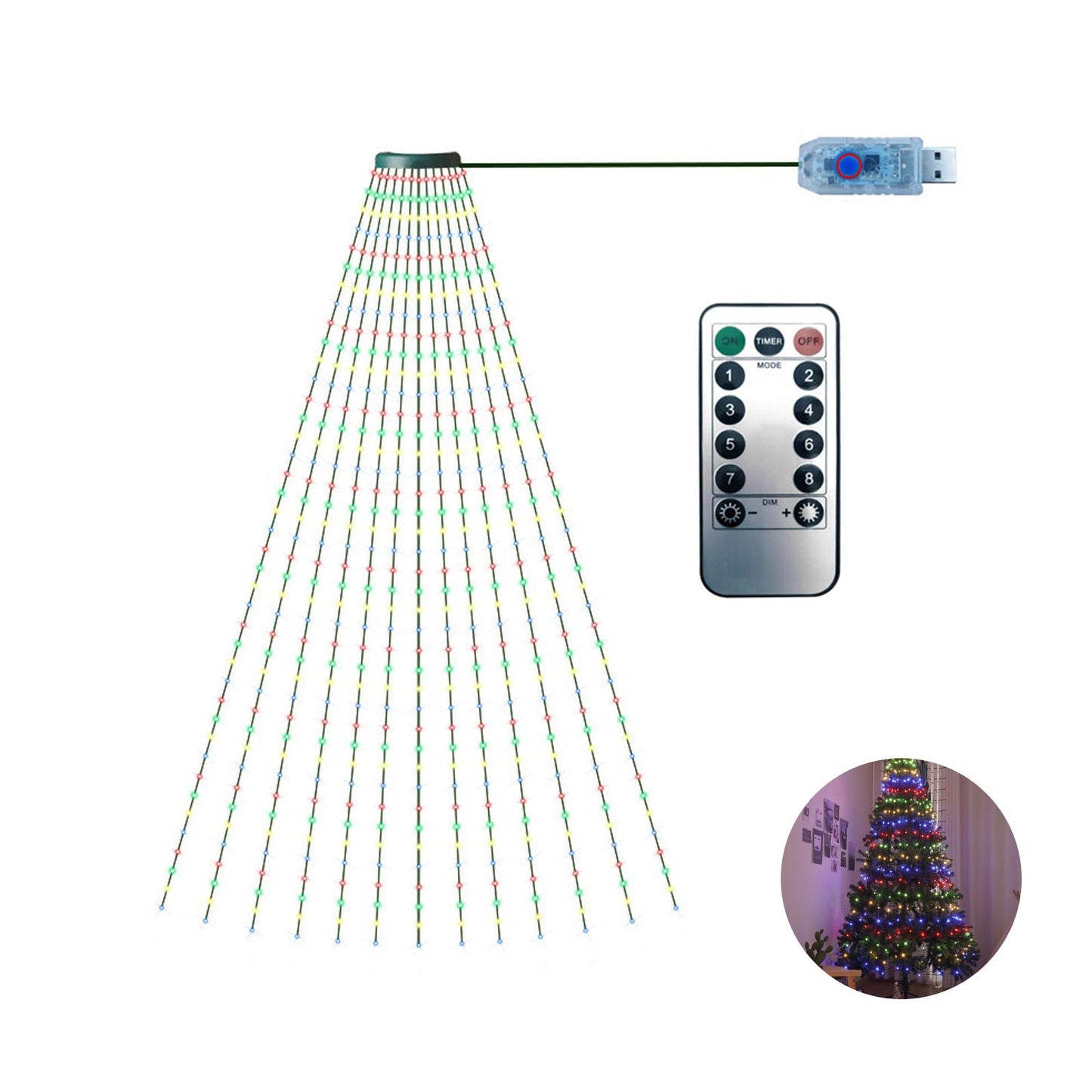 Christmas Tree Decorative Lights String Garden Layout Waterfall Lights Party Camping Atmosphere Lights LED Water Lights