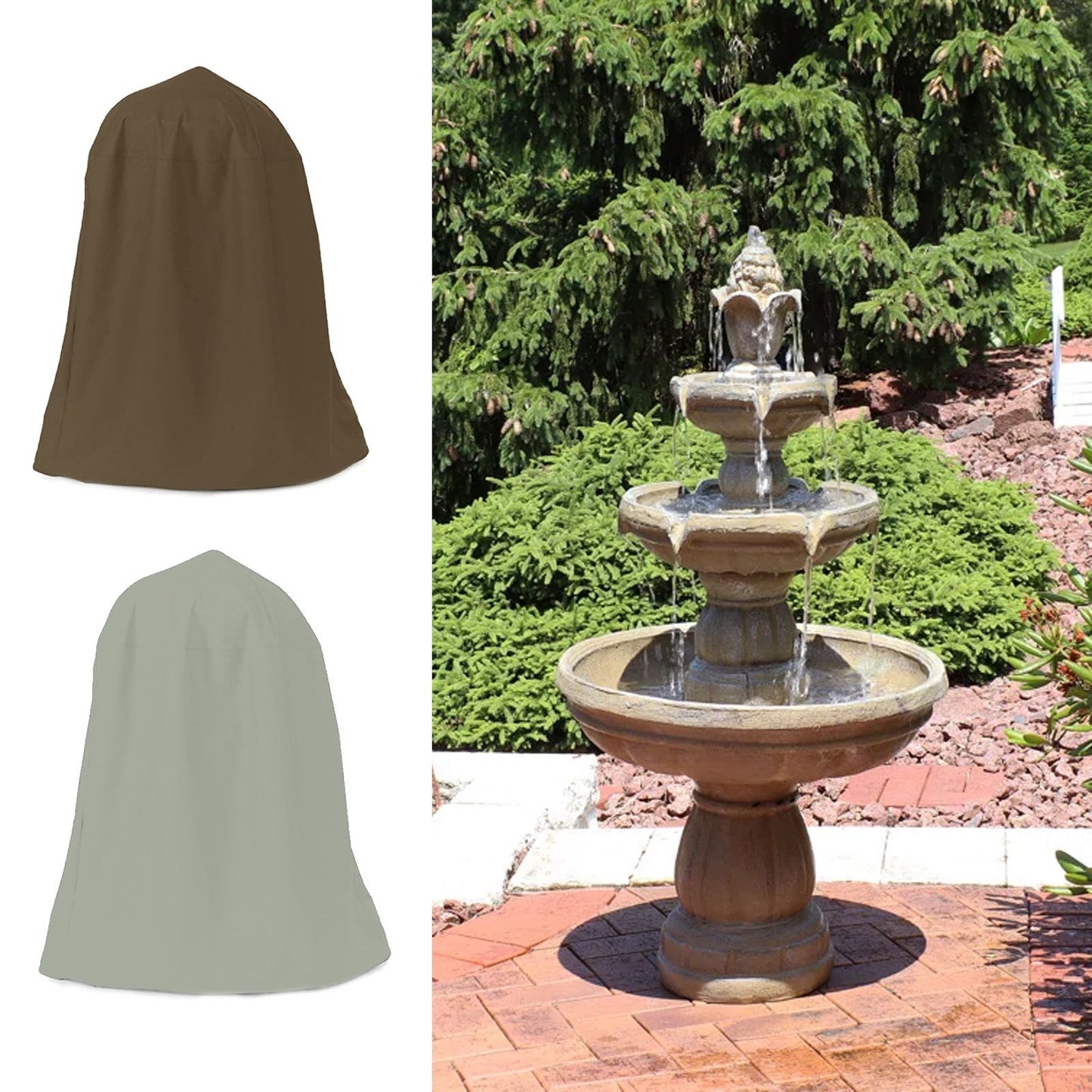 Garden Fountain Statue Protective Cover Silver Coated Oxford Cloth Waterproof Windproof Fountain Protector