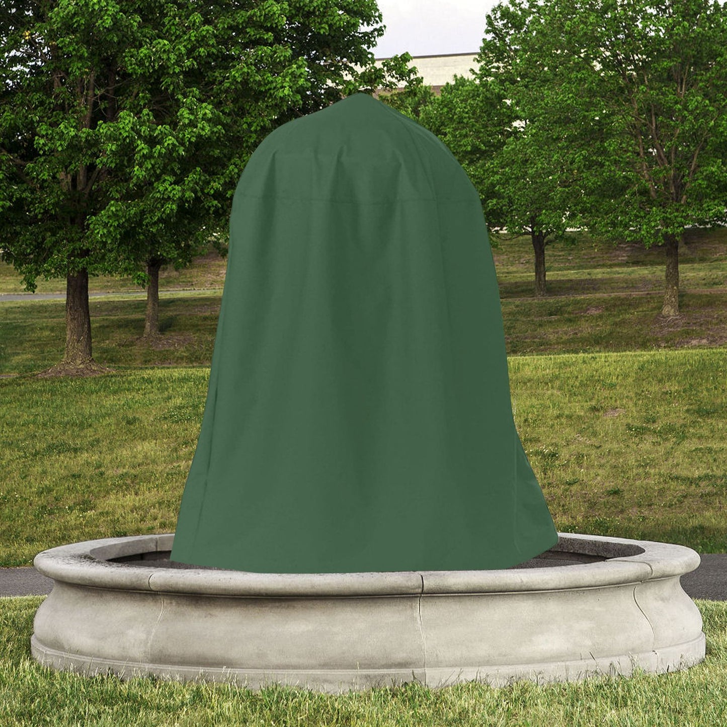 Garden Fountain Statue Protective Cover Silver Coated Oxford Cloth Waterproof Windproof Fountain Protector