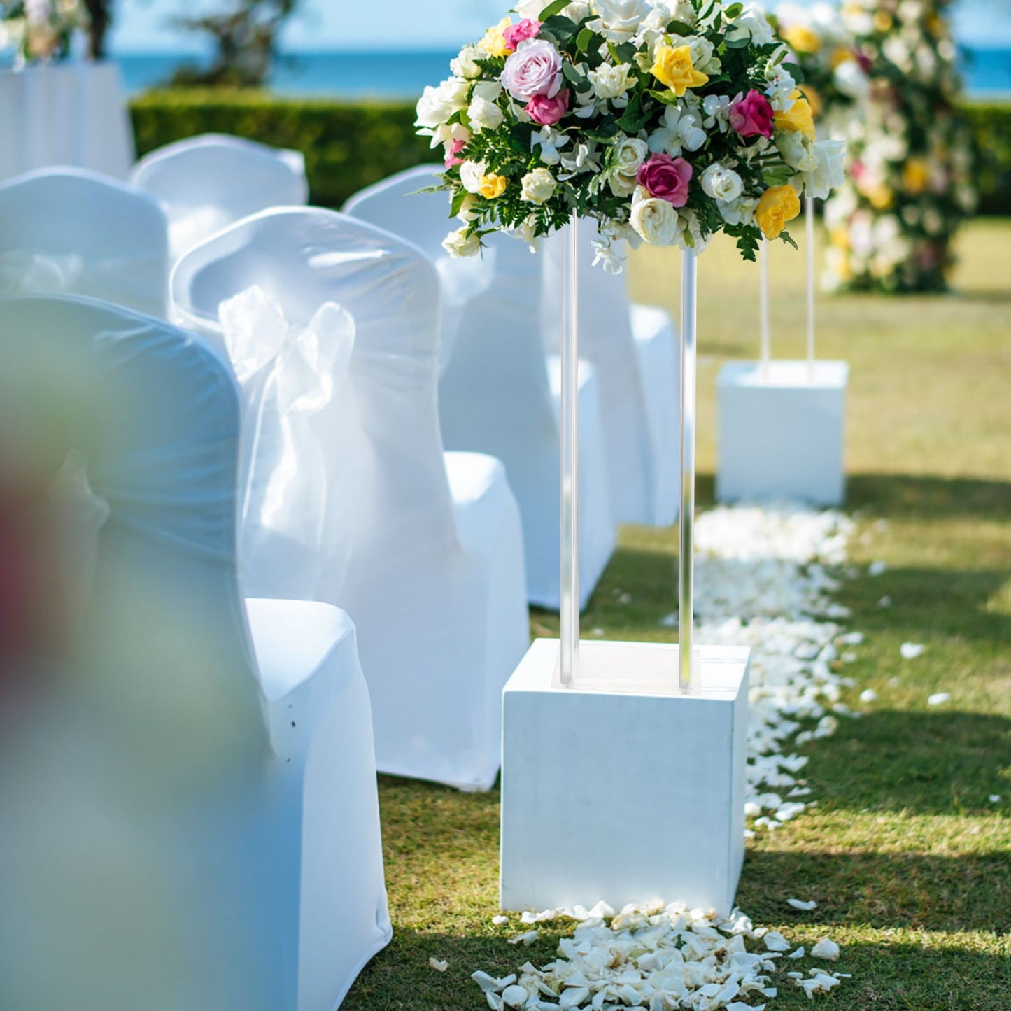 Wedding Acrylic Road Lead Flower Stand Cylinder Vase Flower Arrangement Wedding Decoration