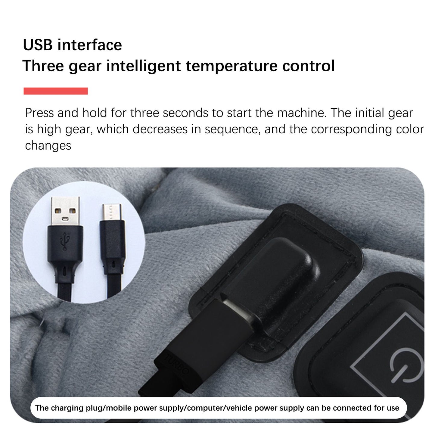 Heating Cushion Winter Car Warm Plug Heating Pad USB Three Temperature Control Chair Pad