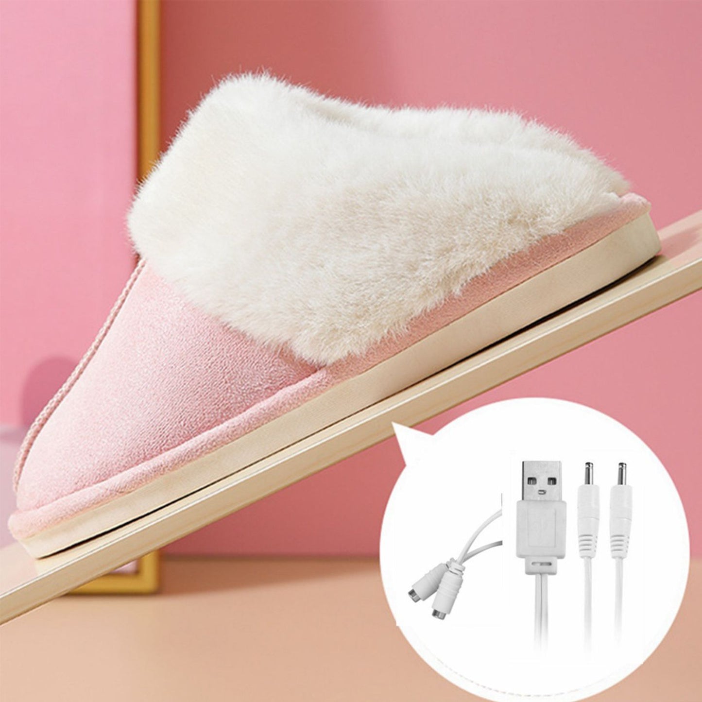 Women Heated Slipper USB Constant Temperature 50 Degrees Electric Foot Warmer Shoes for Winter Cold Weather