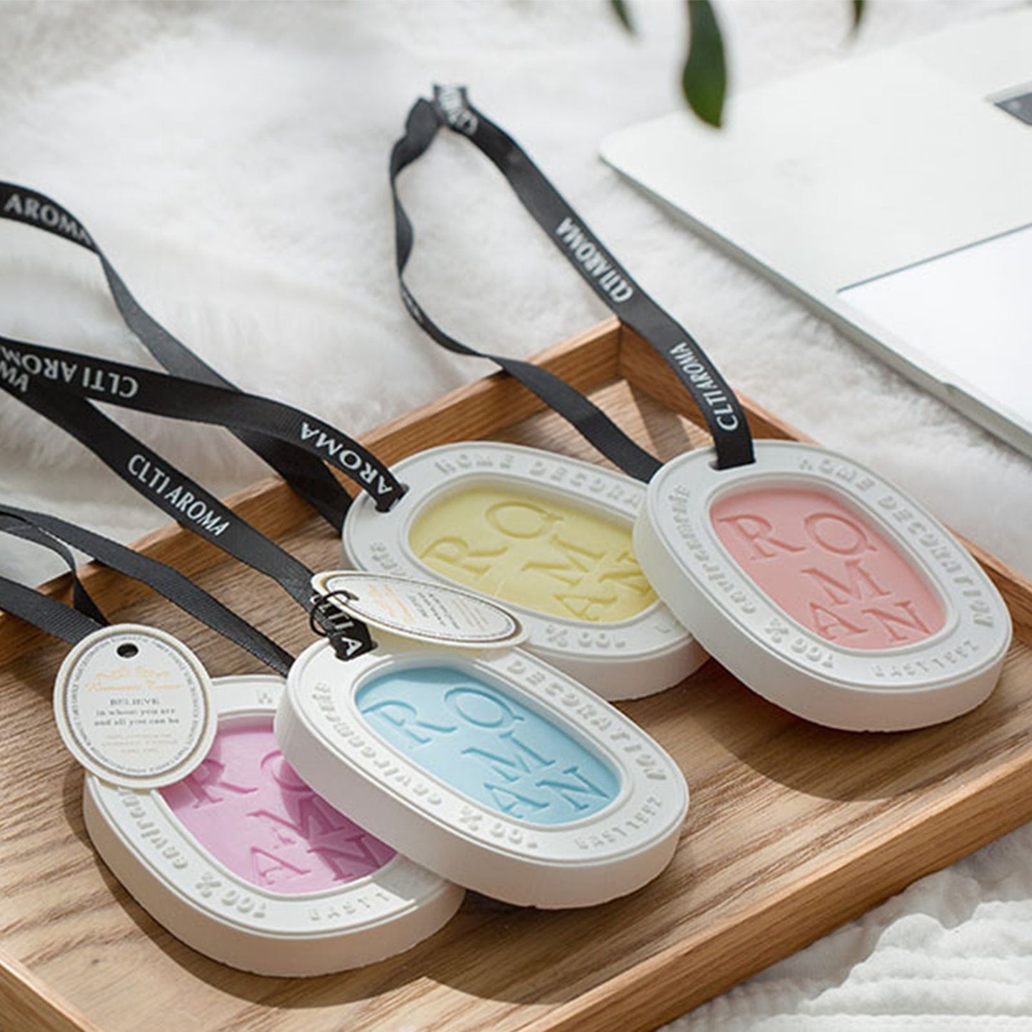Hanging Aromatherapy Wax Tablets Home Closet Odor Freshener Car Solid Air Freshener Pendant