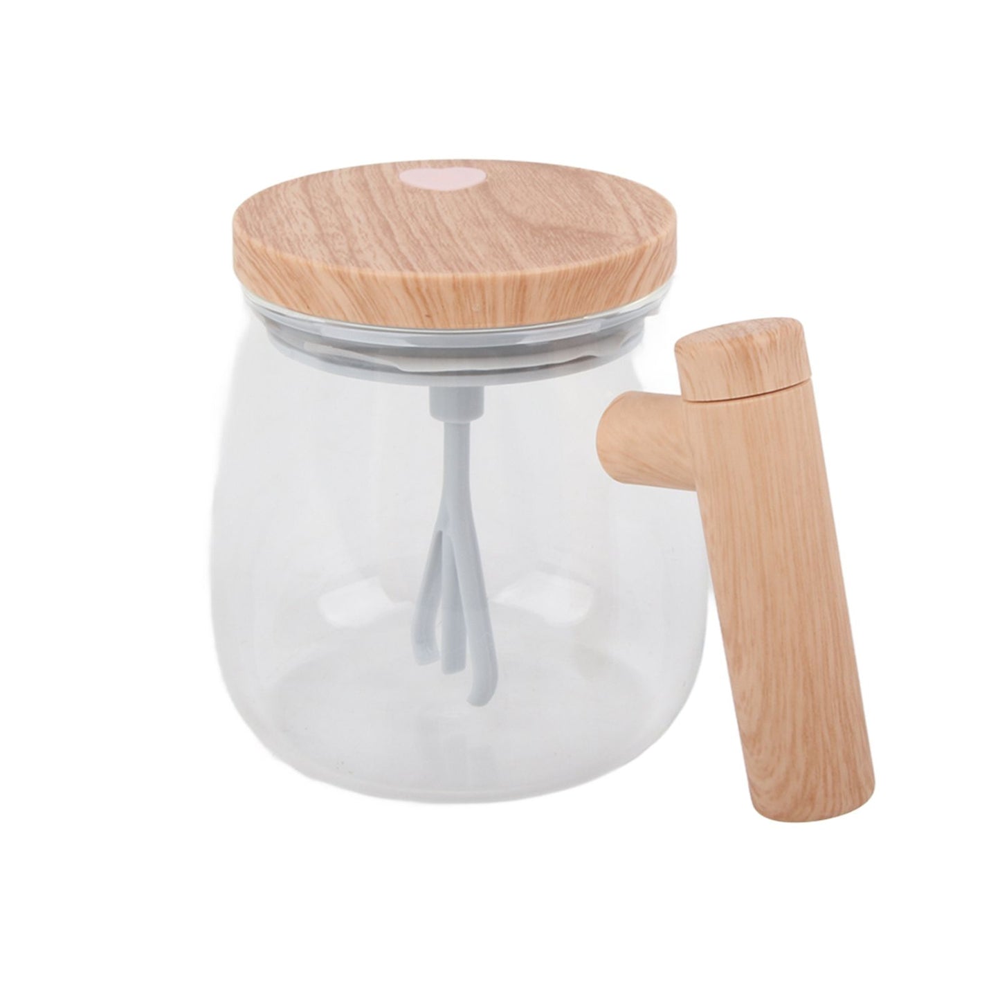 Automatic Stirring Coffee Mug with Transparent Lid Beige White 350ml 400mAh IPX6 Type C Touch Switch Electric Mixing Cup for Coffee Milk