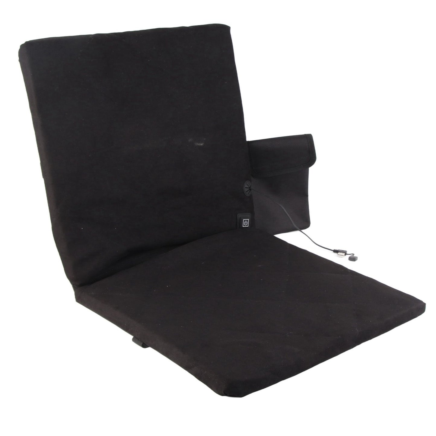 Electric Heating Seat Cushion Foldable Stadium Seats Heated Cover Pads with Backrest for Camping Fishing Hunting Black