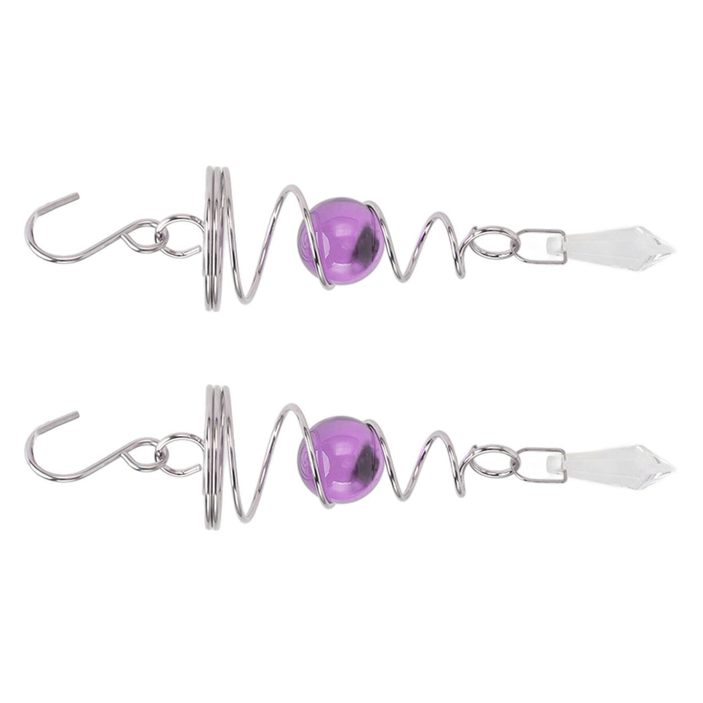 2Pcs Gazing Ball Spiral Tail Wind Spinner Stabilizer Stainless Steel Spiral Wind Chimes for Outside Purple