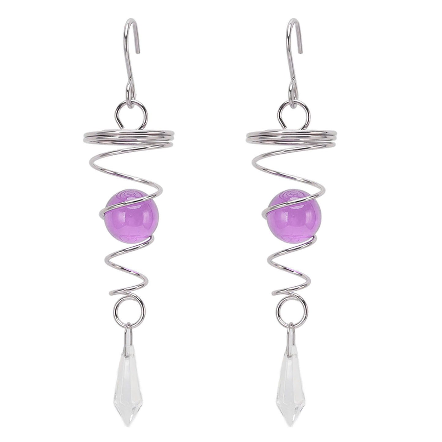 2Pcs Gazing Ball Spiral Tail Wind Spinner Stabilizer Stainless Steel Spiral Wind Chimes for Outside Purple