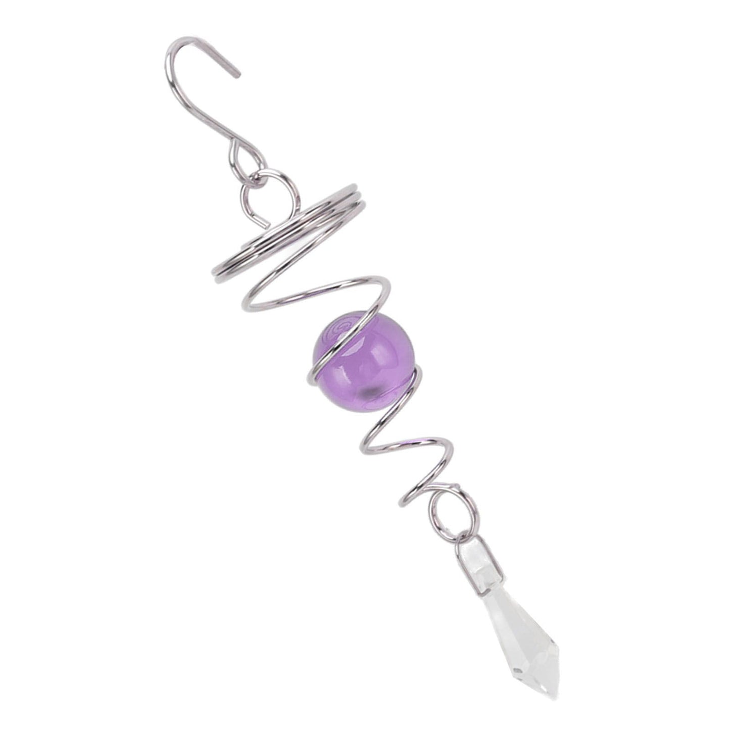 2Pcs Gazing Ball Spiral Tail Wind Spinner Stabilizer Stainless Steel Spiral Wind Chimes for Outside Purple
