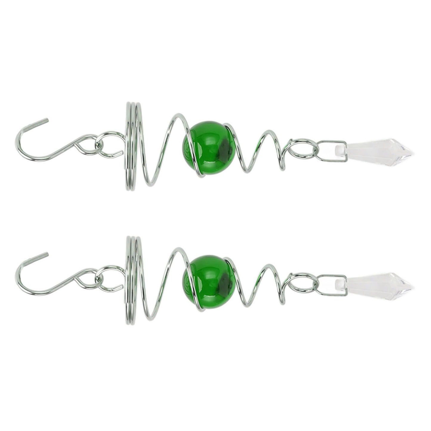 2Pcs Gazing Ball Spiral Tail Wind Spinner Stabilizer Stainless Steel Spiral Wind Chimes for Outside Green