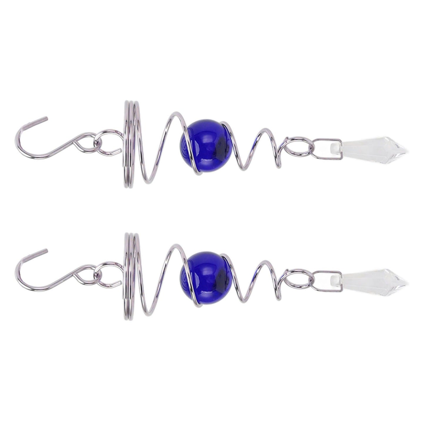 2Pcs Gazing Ball Spiral Tail Wind Spinner Stabilizer Stainless Steel Spiral Wind Chimes for Outside Blue