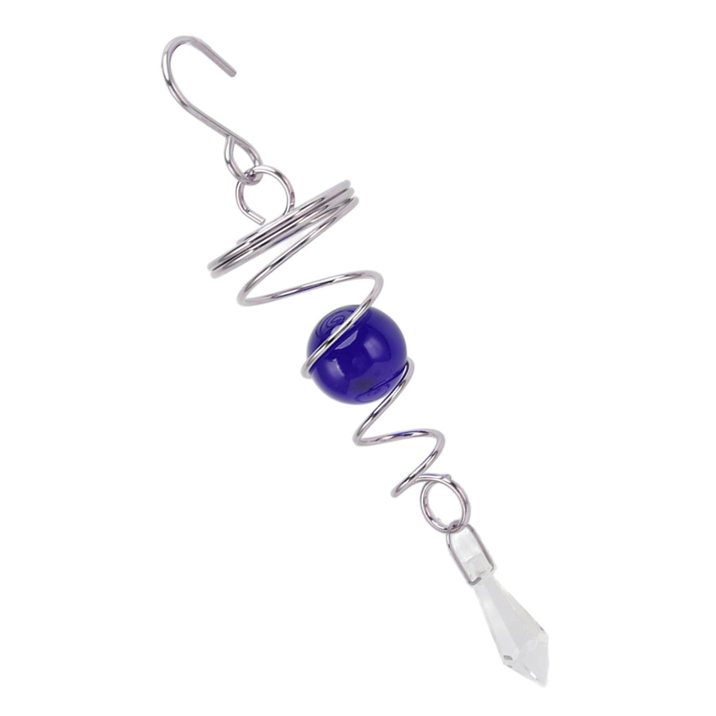 2Pcs Gazing Ball Spiral Tail Wind Spinner Stabilizer Stainless Steel Spiral Wind Chimes for Outside Blue