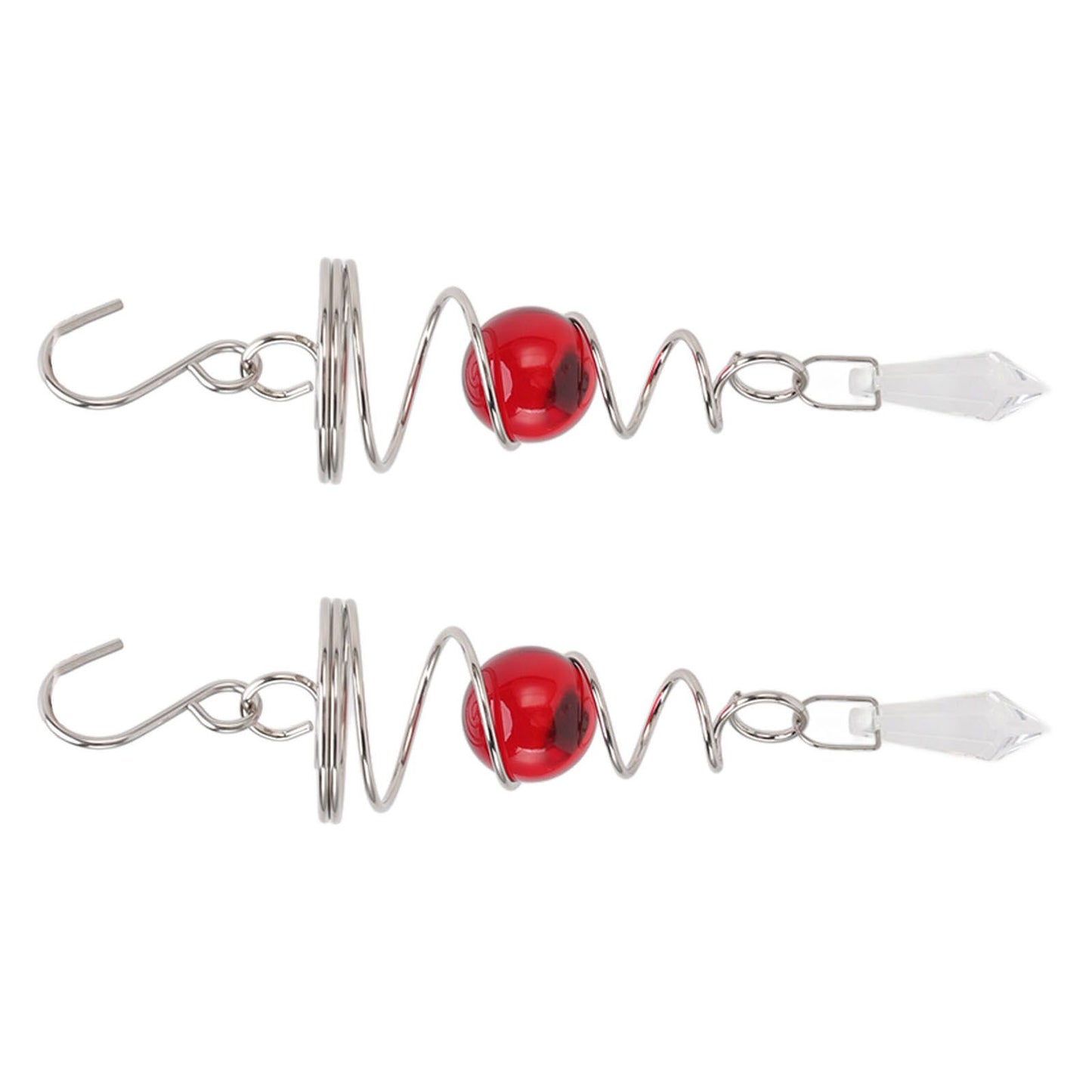 2Pcs Gazing Ball Spiral Tail Wind Spinner Stabilizer Stainless Steel Spiral Wind Chimes for Outside Red