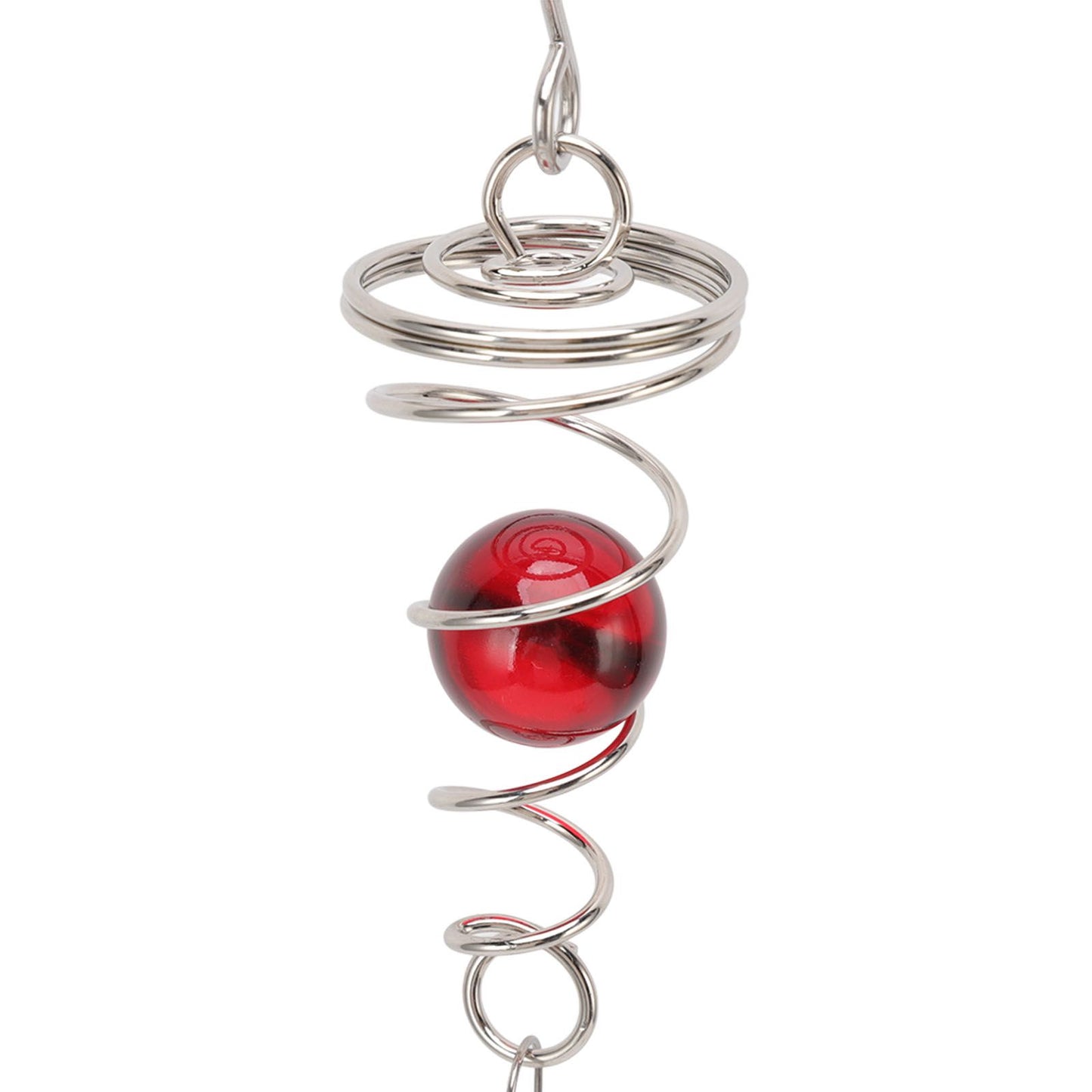 2Pcs Gazing Ball Spiral Tail Wind Spinner Stabilizer Stainless Steel Spiral Wind Chimes for Outside Red