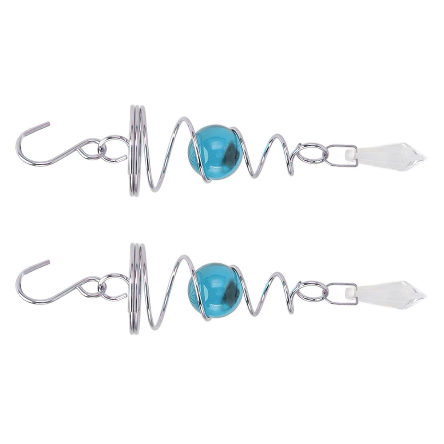 2Pcs Gazing Ball Spiral Tail Wind Spinner Stabilizer Stainless Steel Spiral Wind Chimes for Outside Lake Blue