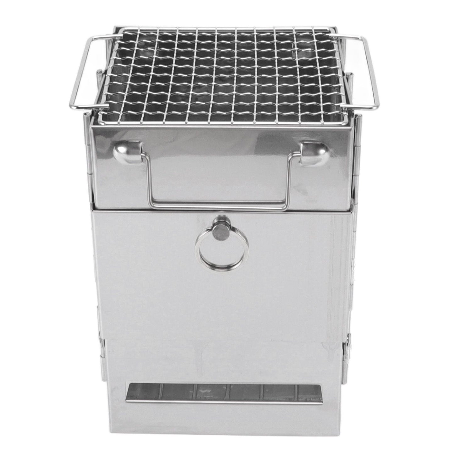Camping Wood Stove Foldable Stainless Steel Integrated Mini BBQ Grill for Warm Outdoor Picnic