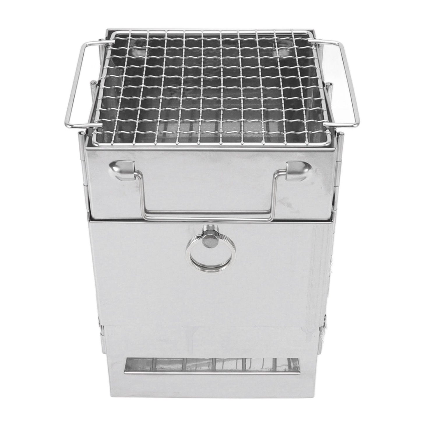 Camping Wood Stove Foldable Stainless Steel Integrated Mini BBQ Grill for Warm Outdoor Picnic