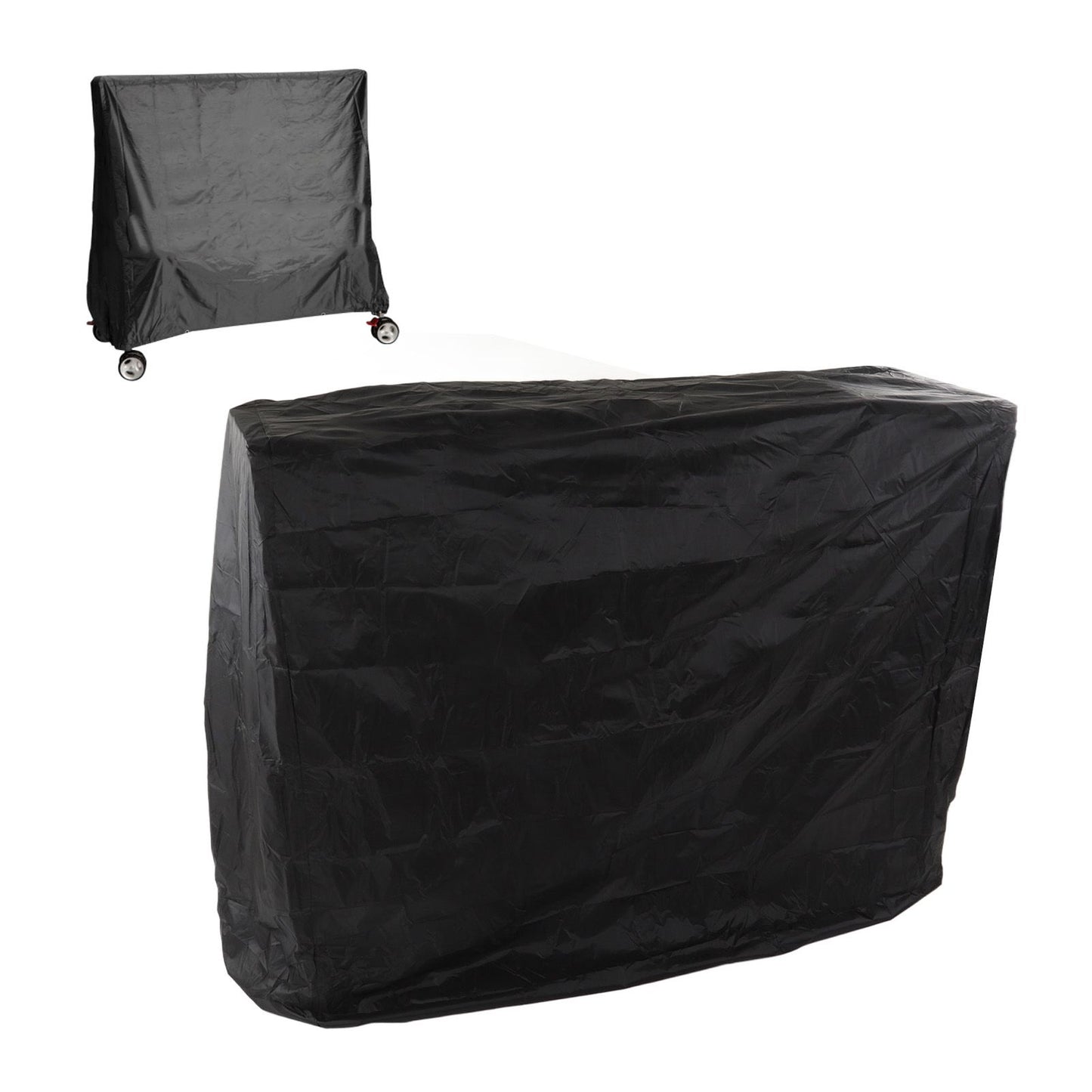 Ping Pong Table Dust Cover 190 Silver Coating Waterproof Table Tennis Cover for Outdoor Courtyard Drawstring Style 155x75x144cm / 61.0x29.5x56.7in Black