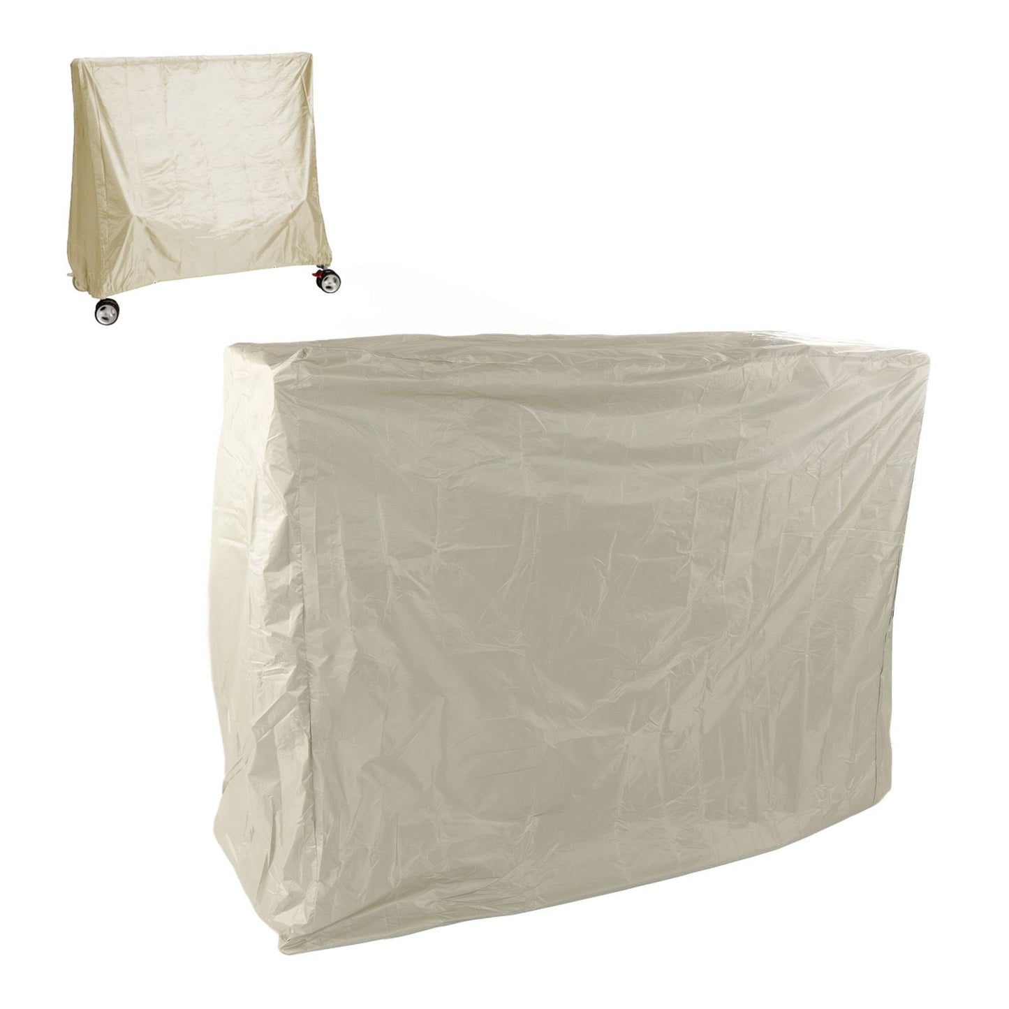 Ping Pong Table Dust Cover 190 Silver Coating Waterproof Table Tennis Cover for Outdoor Courtyard Drawstring Style 155x75x144cm / 61.0x29.5x56.7in Beige