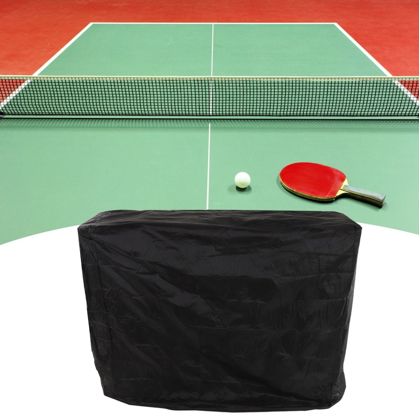 Ping Pong Table Dust Cover 190 Silver Coating Waterproof Table Tennis Cover for Outdoor Courtyard Drawstring Style 155x75x150cm / 61.0x29.5x59.1in Black