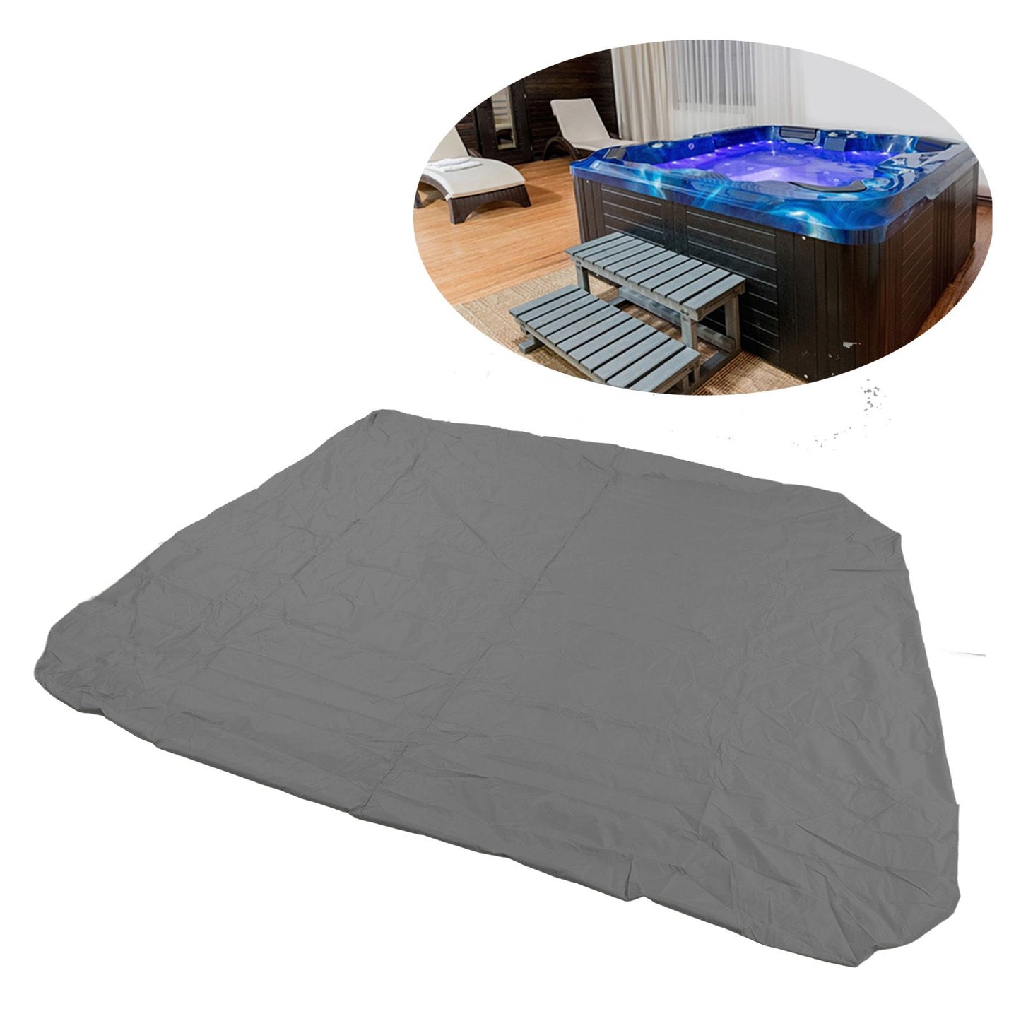 SPA Cover Square Waterproof 190 Silver Coated Polyester Taff Weather Resistant Hot Tub Cover Protector for Bathtub 207x207x30cm/81.5x81.5x11.8in Grey