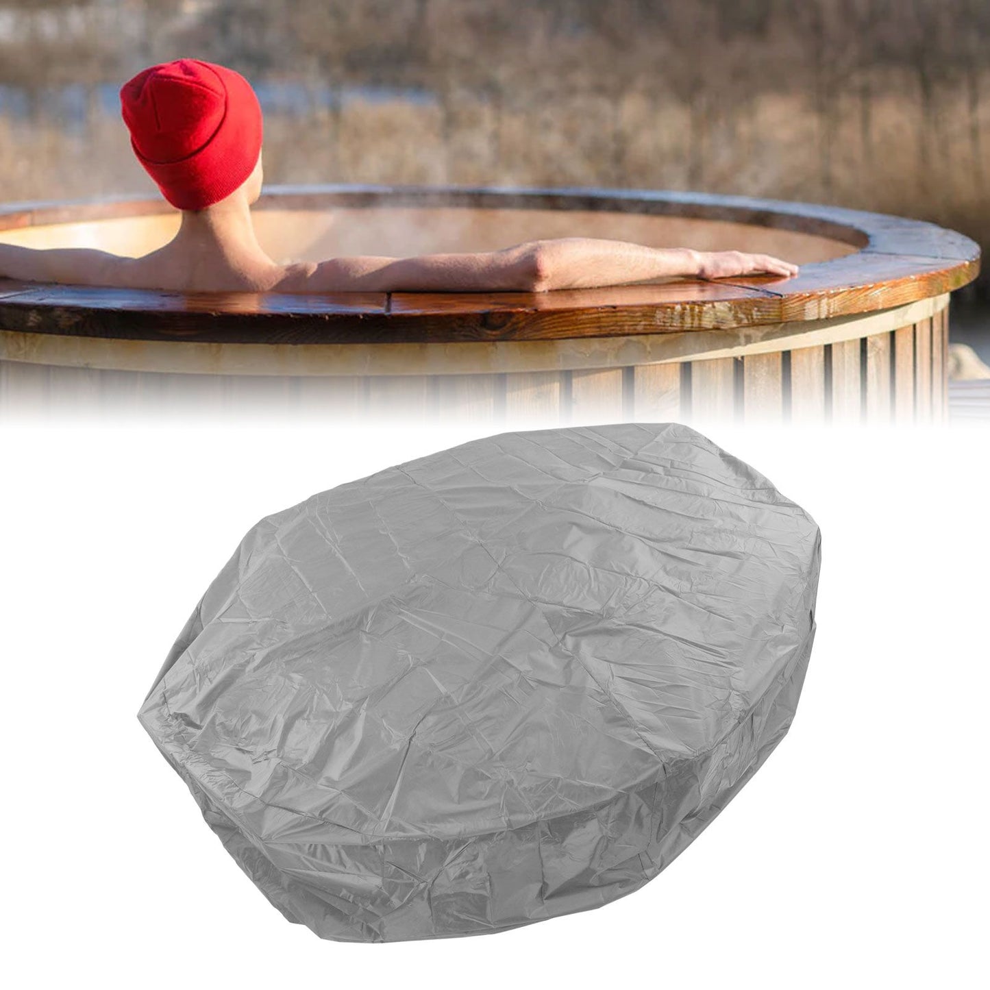 Outdoor Furniture Dust Covers Round Bathtub Cover 190 Silver Polyester Taffeta Hot Tub Waterproof Cover 190x30cm Grey