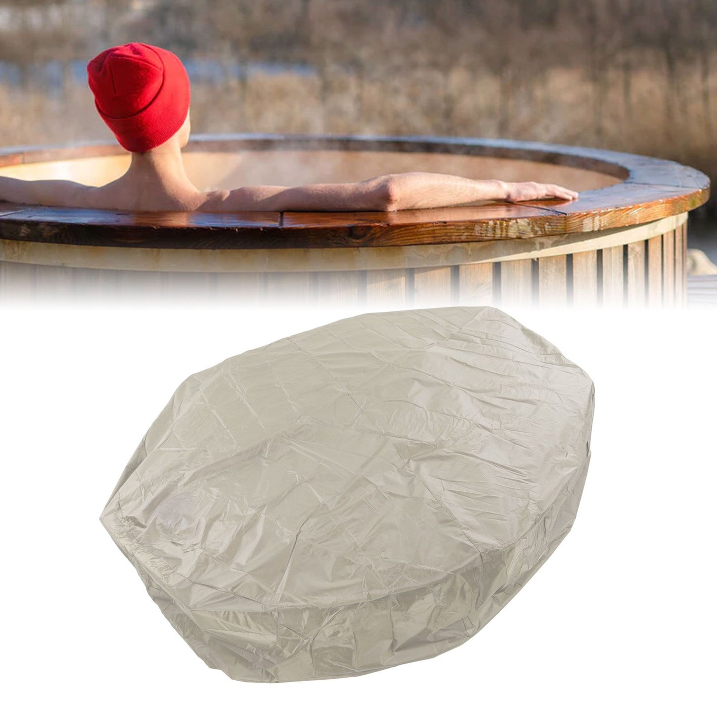 Outdoor Furniture Dust Covers Round Bathtub Cover 190 Silver Polyester Taffeta Hot Tub Waterproof Cover 210x30cm Beige