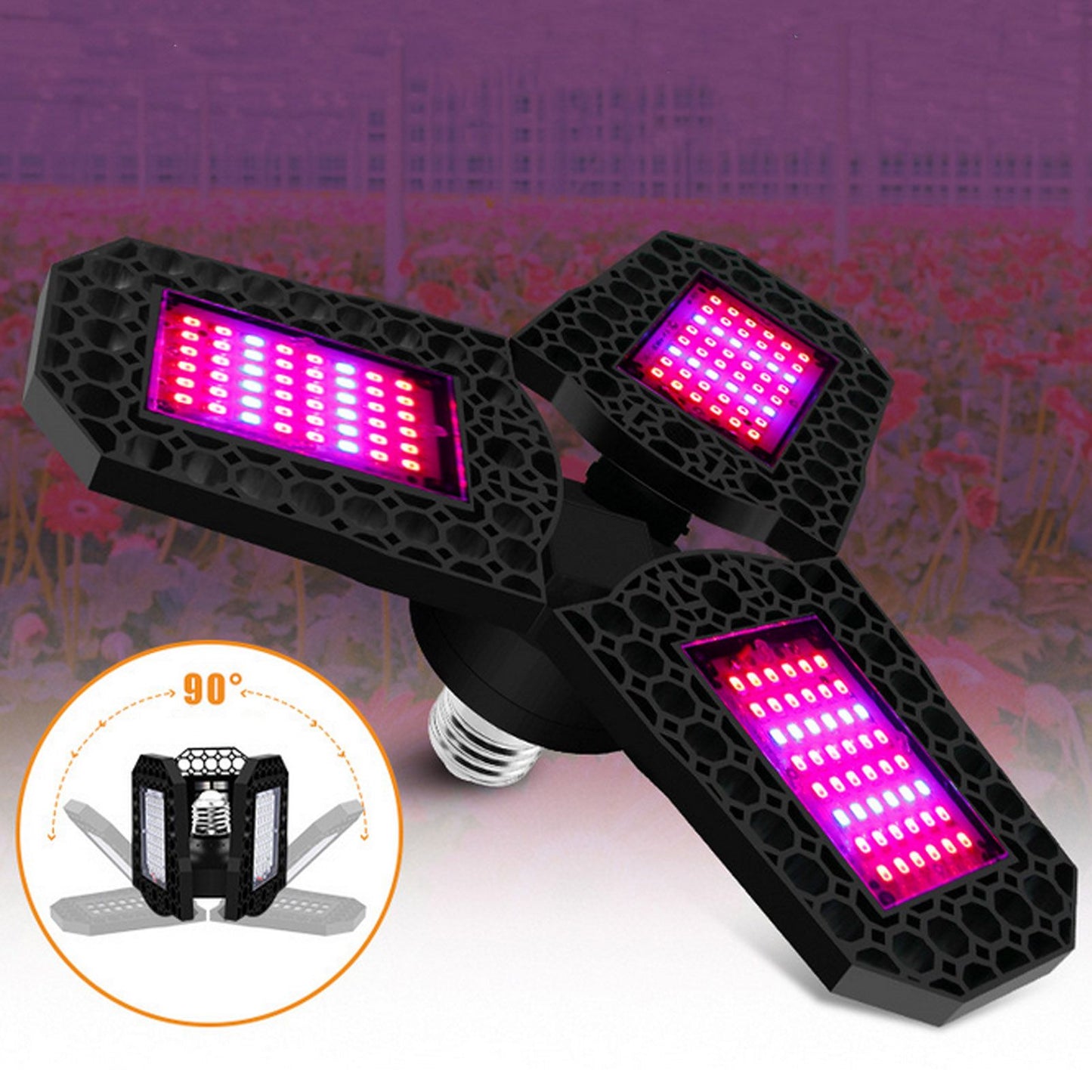 Plant Grow Light Foldable 80W Red Blue Spectrum LED Plant Growth Lamp for Flower Tomato Pepper Rose