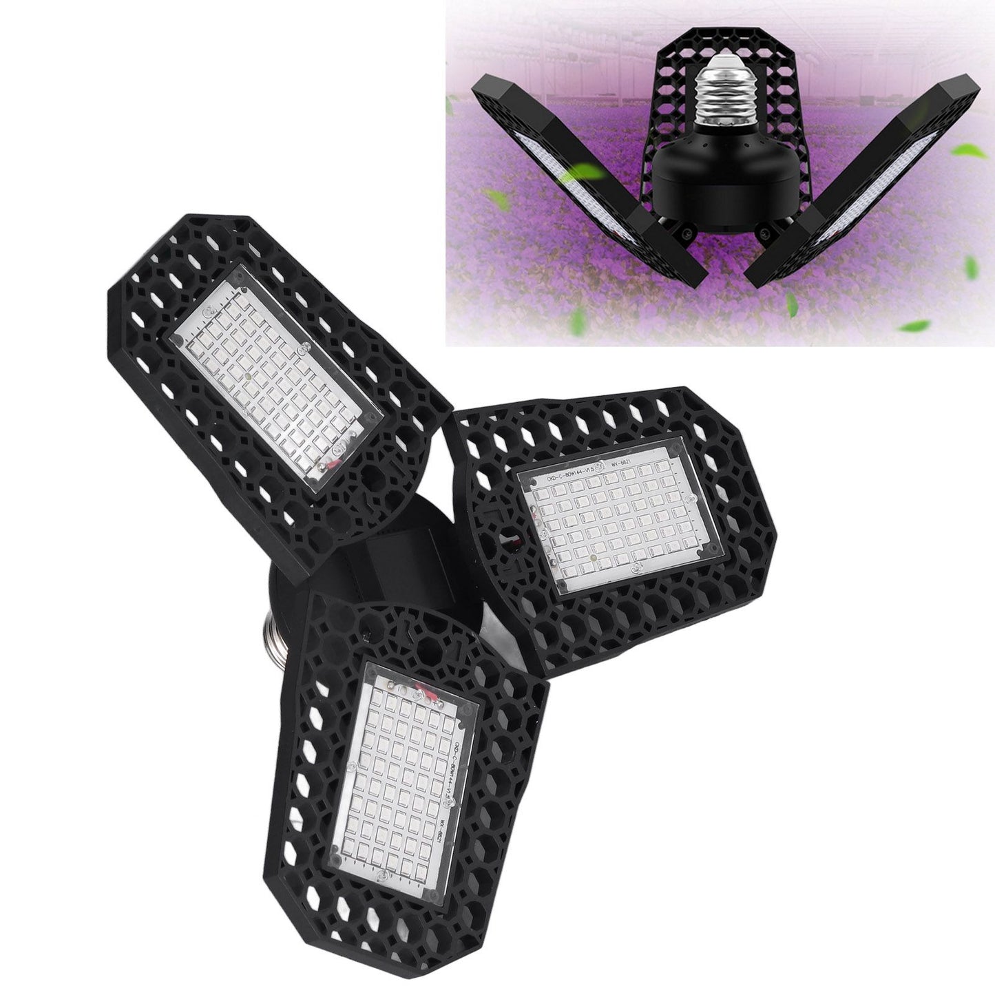 Plant Grow Light Foldable 80W Red Blue Spectrum LED Plant Growth Lamp for Flower Tomato Pepper Rose