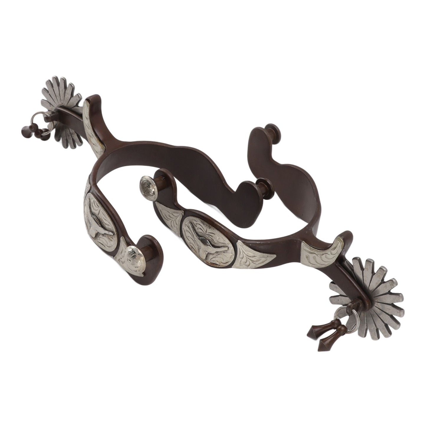 2 PCS Cowboy Horse Spurs Outdoor Garden Retro Spurs Saddlery Equipment with Cow Icon