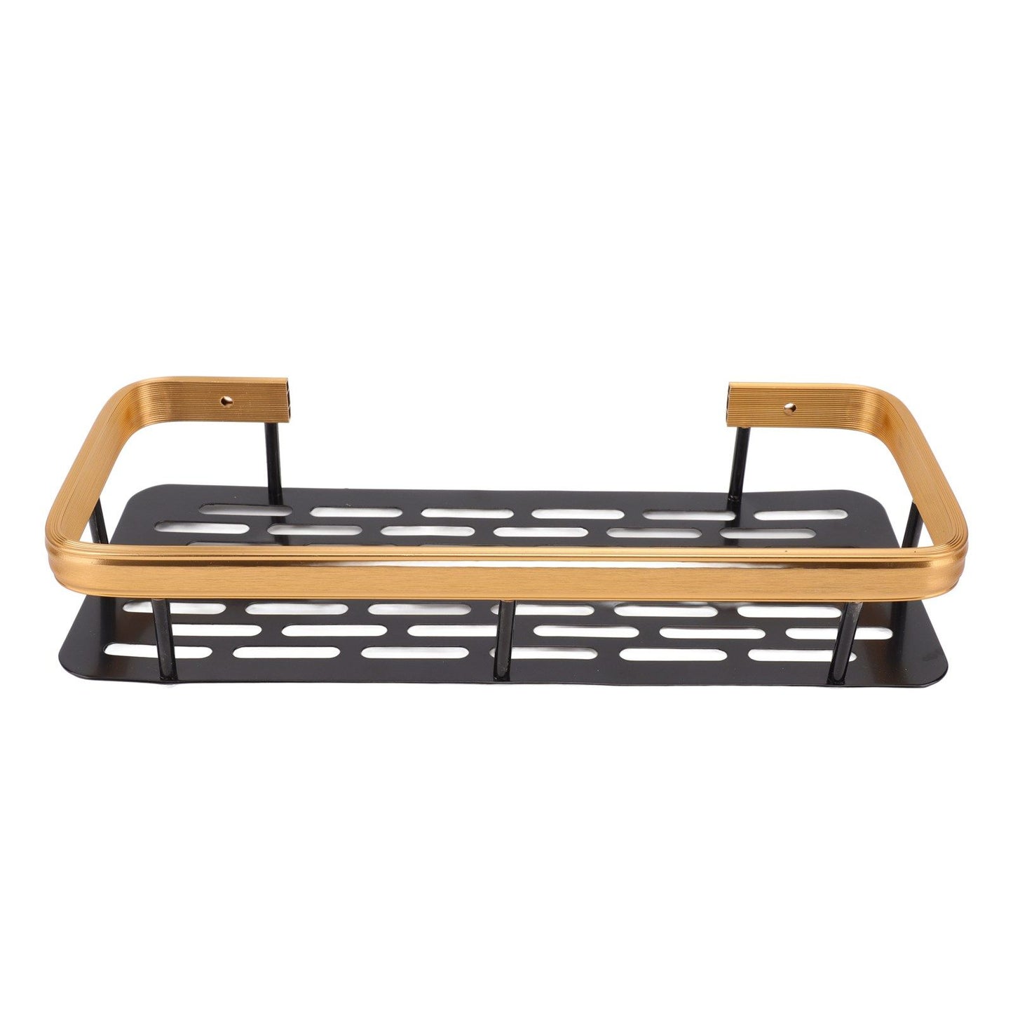 Shower Caddy Single Tier Durable Aluminium Rustproof Sticker Installation Shower Shelf for Bathroom Bedroom Kitchen Black Gold