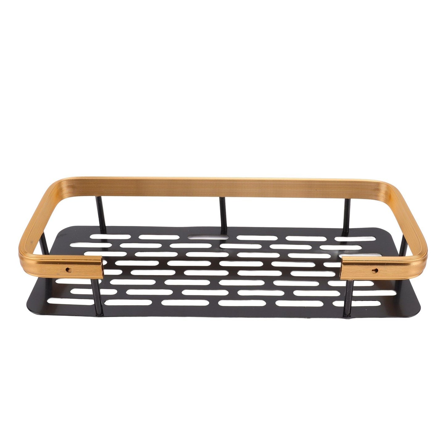 Shower Caddy Single Tier Durable Aluminium Rustproof Sticker Installation Shower Shelf for Bathroom Bedroom Kitchen Black Gold