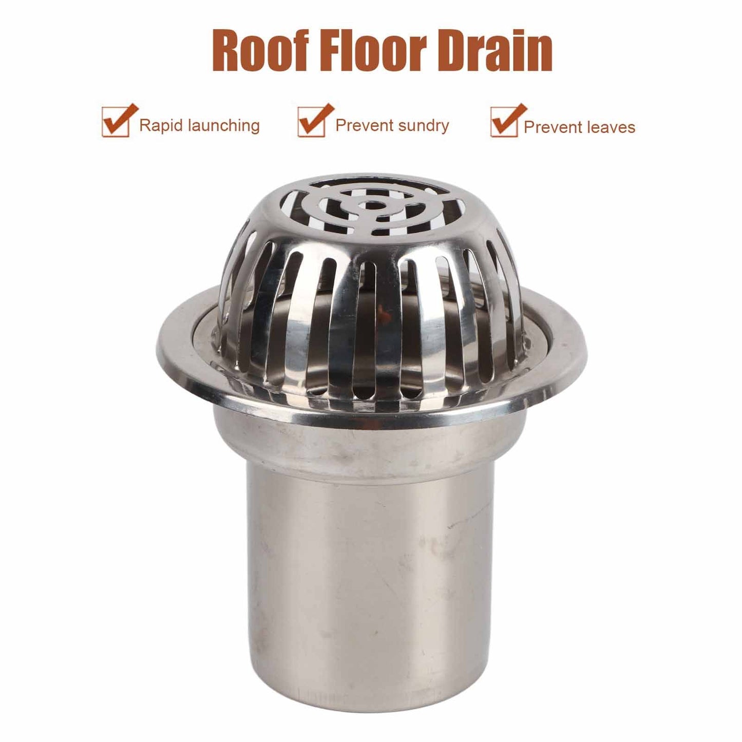 Roof Floor Drain Stainless Steel Non Blocking Balcony Outdoor Rain Bucket Drainage Parts Round 5in