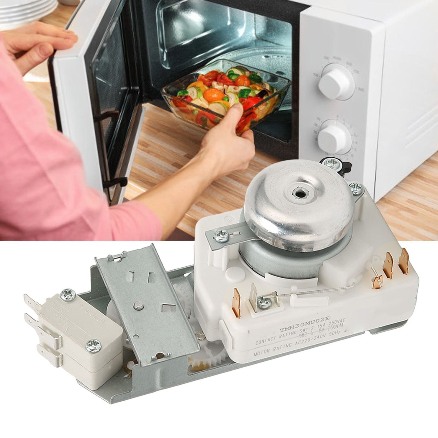 Microwave Oven Timer Stainless Steel Lightweight Time Controller with Barbecue Function for Galanz 220‑240V
