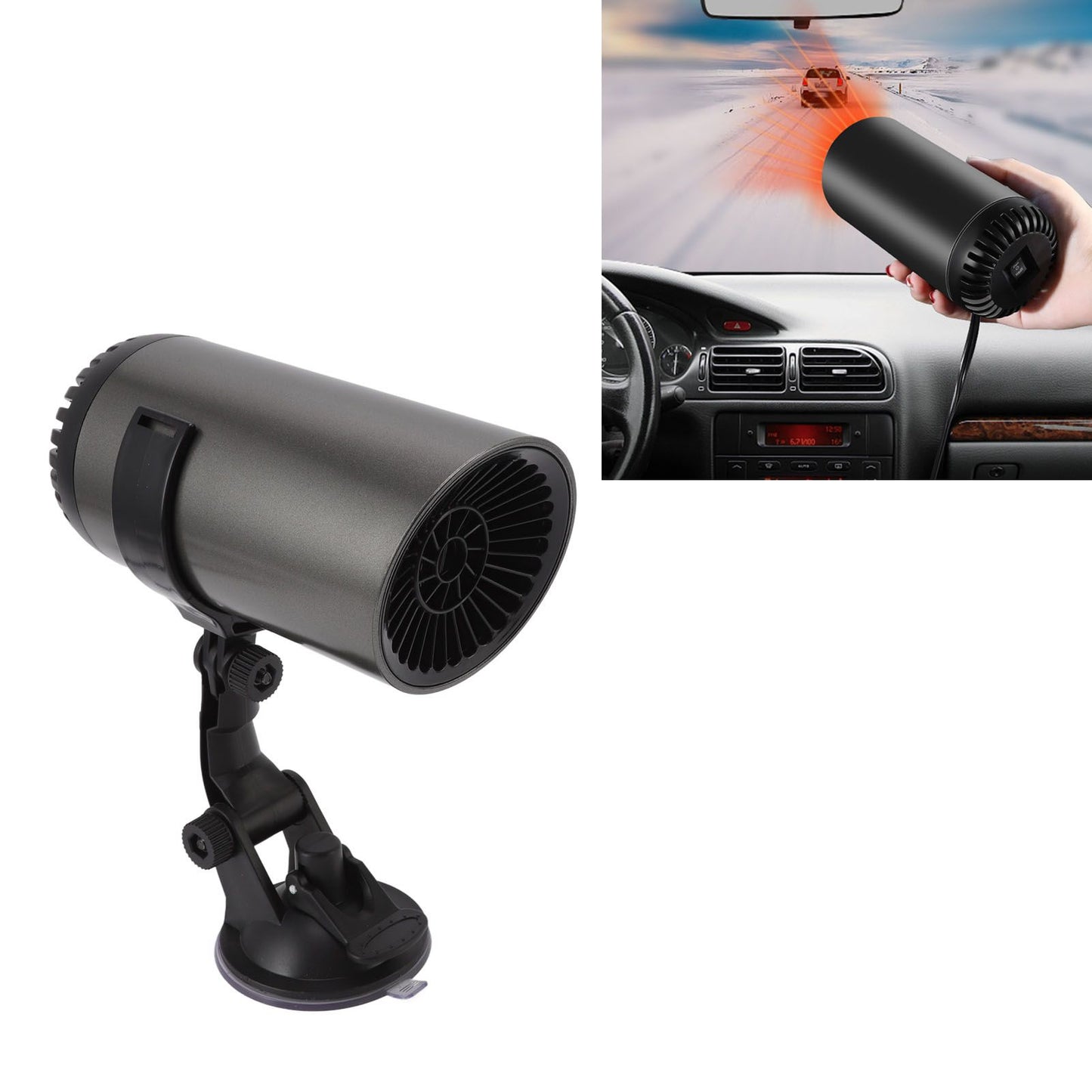 Car Heater Front Windshield Defogging Heater Defroster Car Air Purifying Heater 12V with Suction Cup Bracket