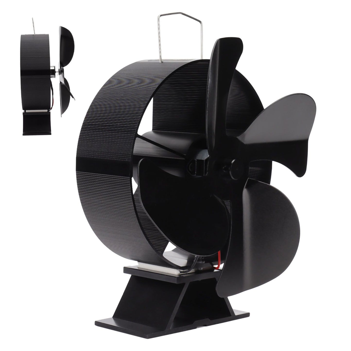 Heat Powered Stove Fan Aluminum Alloy 4 Blades Strong Wind Fireplace Fan for Home