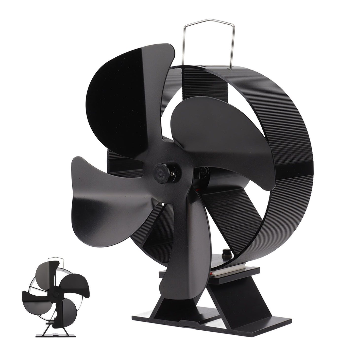 Heat Powered Stove Fan Aluminum Alloy 4 Blades Strong Wind Fireplace Fan for Home