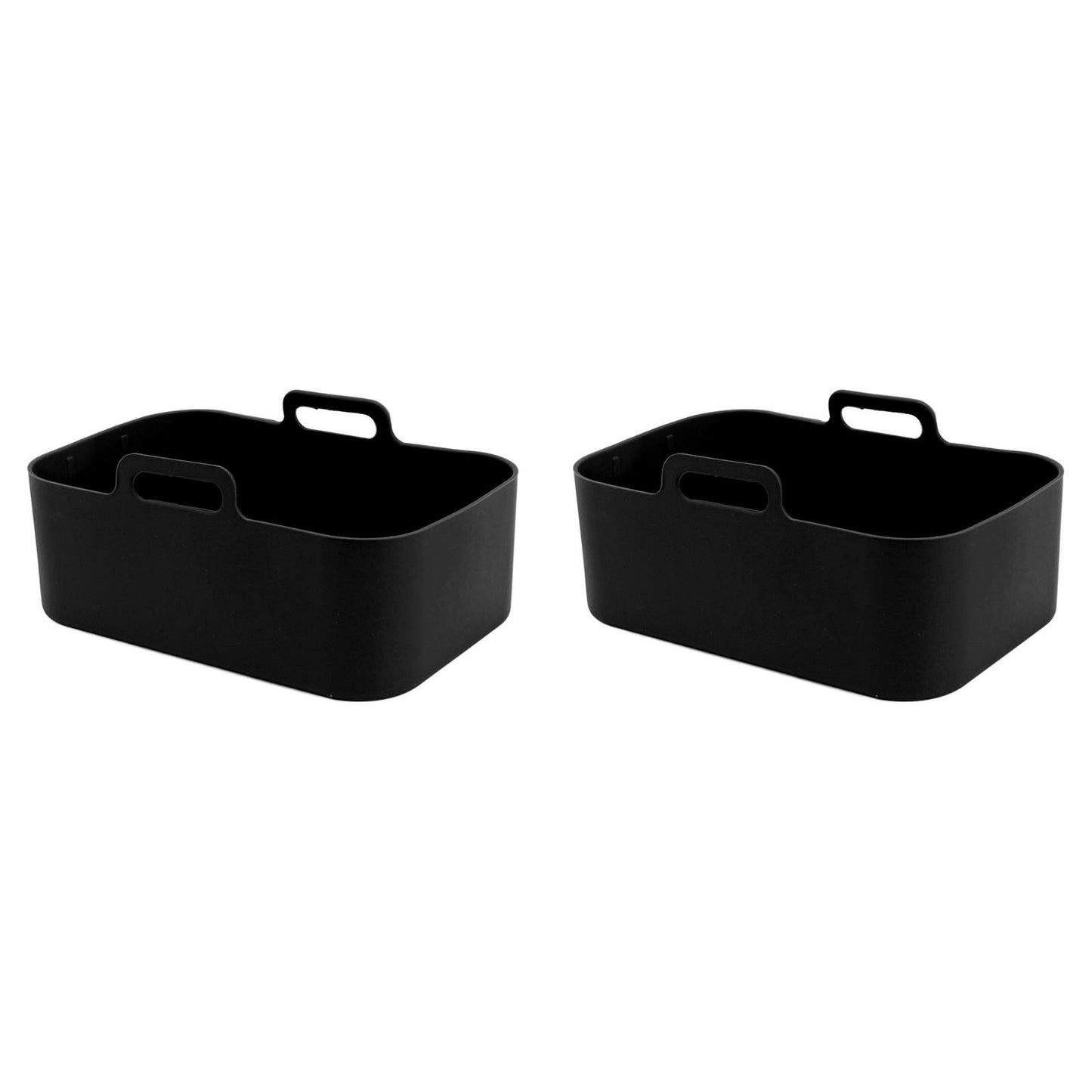 2 Sets Kitchen Fryer Silicone Basket and Mat Reusable Non Stick Rectangular Air Oven Accessories for Ninja DZ201 Foodi 8QT Black