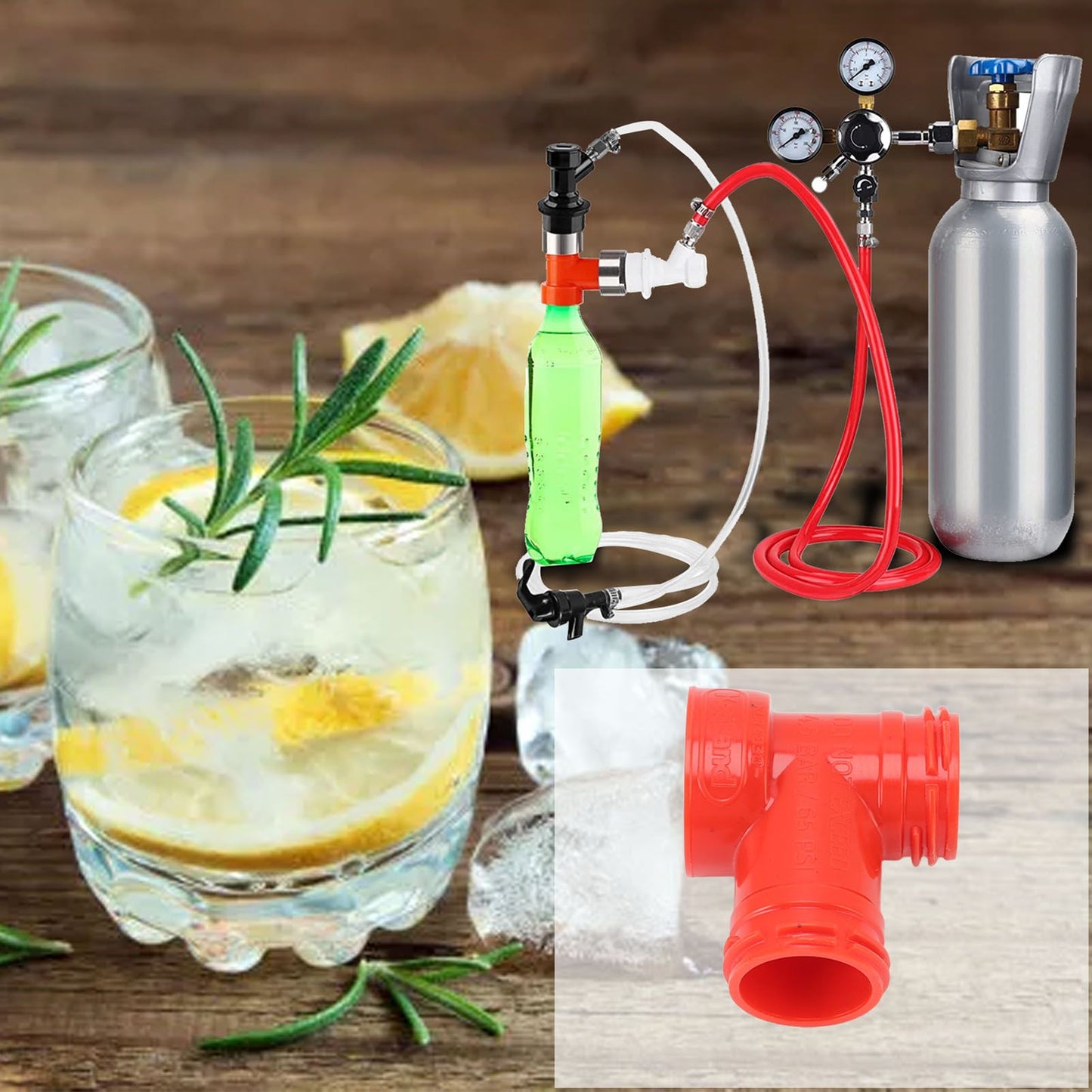 Beer Barrel Tee Adapter Plastic Carbonation Cap Tee Fitting Adapter Oxygen Free Brewing Soda PET Bottles Filling Cap 3 Way Adapter
