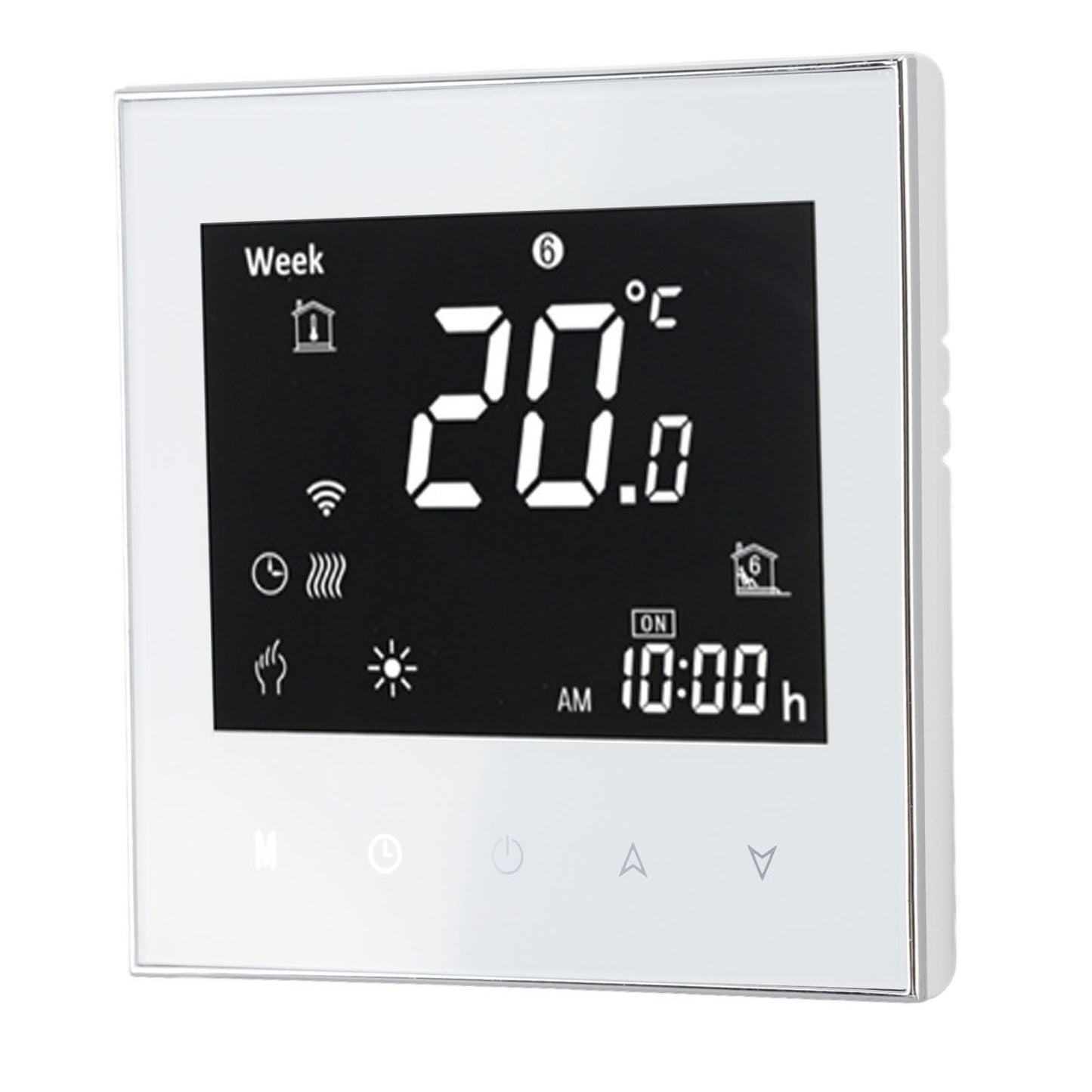 Smart Boiler Heating Thermostat WIFI APP Voice Control LCD Touch Screen Programmable White 95‑240V
