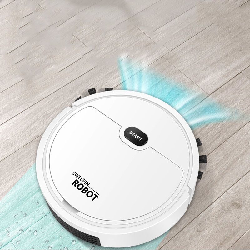 Robot Vacuum Cleaner USB Smart 3 In 1 Suction Sweeping Mopping Function Automatic Vacuum Cleaner for Small Apartments White