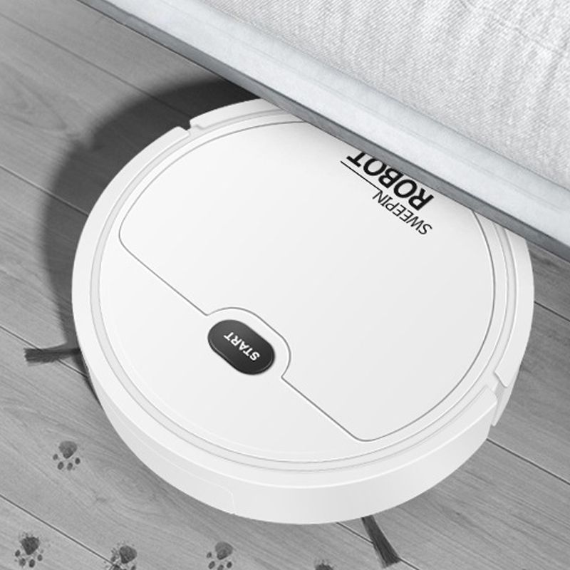 Robot Vacuum Cleaner USB Smart 3 In 1 Suction Sweeping Mopping Function Automatic Vacuum Cleaner for Small Apartments White