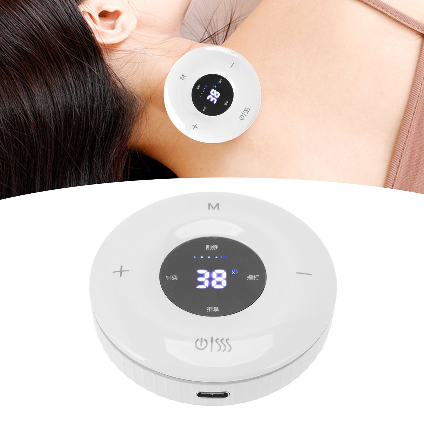 Electric Gua Sha Scrapping Massager USB Charging Multi Function Physical Gua Sha Massager with Heat and Suction for Home White