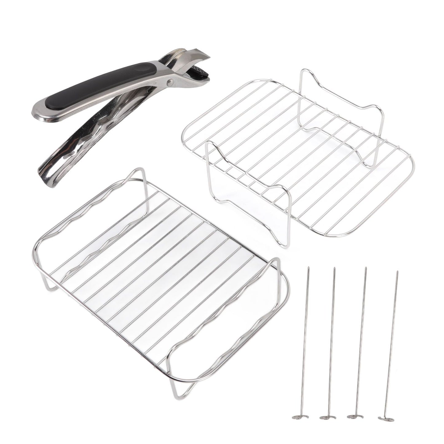 Fryer Rack Stainless Steel Skewer Rack Fryer Steaming Rack with Anti Scalding Clip Skewer for NINJA FOOD 8QT